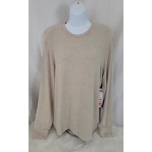 32 Degrees Heather Beige Khak Long Sleeve Fleece Shirt Sz M Super Soft Lt Weight